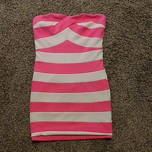 Pink and white bandage dress!